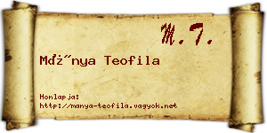Mánya Teofila névjegykártya